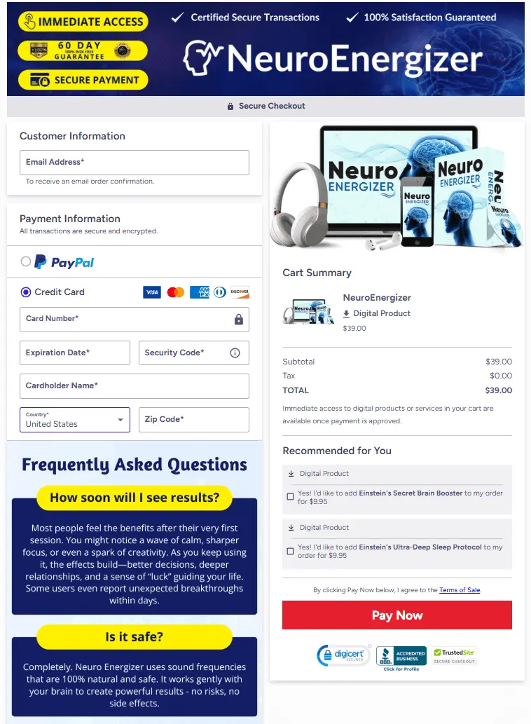 Neuro Energizer Checkout